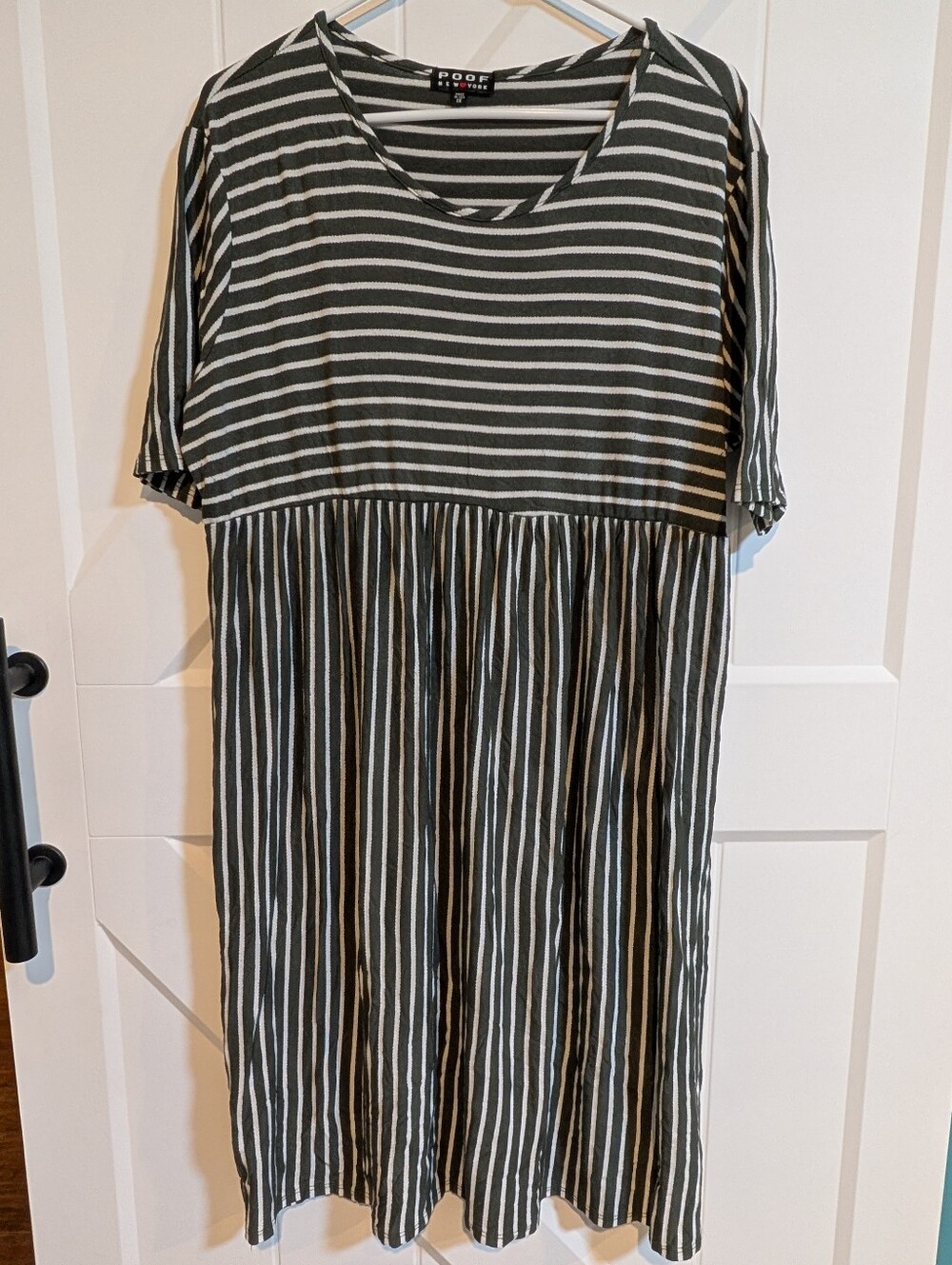 Casual Olive & White Striped Womens Dress